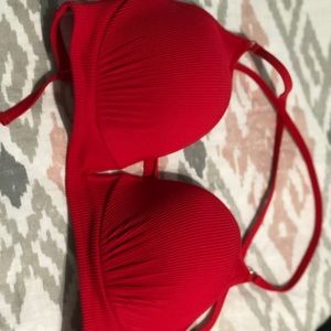 Red lace back swimsuit top